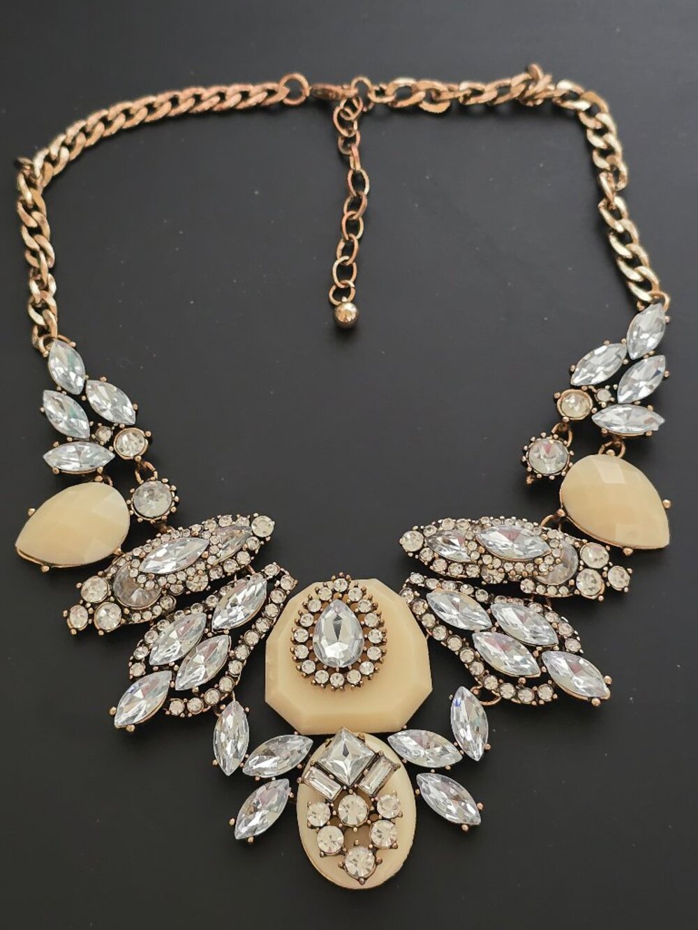 J.Crew Elegant Gold Tone Statement Rhinestone Necklace Jewelry